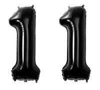 Foil Globo Número 11 Negros Globo Número 11 Negros 100cm Gigante Globos de Cumpleaños Numeros 11 Negros Helio,numero 11 globo cumpleaños 11 años Decoración 11 Cumpleaños para Fiestas Niñas Niños
