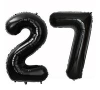 Foil Globo Número 27 Negros Globo Número 27 Negros 100cm Gigante Globos de Cumpleaños Numeros 27 Negros Helio,numero 27 globo cumpleaños 27 años Decoración 27 Cumpleaños para Fiestas Mujer