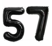 Foil Globo Número 57 Negros Globo Número 57 Negros 100cm Gigante Globos de Cumpleaños Numeros 57 Negros Helio,numero 57 globo cumpleaños 57 años Decoración 57 Cumpleaños para Fiestas Mujer