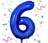 Foil Globo Numero 6, VUCDXOP 101 CM Azul Marino Globo de cumpleaños 6, globos de helio número 6, Decoracion 6 Cumpleaños Niños, Globos Numeros Gigantes para Fiestas, Vuelan con Helio