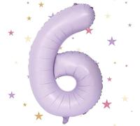 Foil Globo Numero 6, VUCDXOP 101 CM Beige Morado Globo de cumpleaños 6, globos de helio número 6, Decoracion 6 Cumpleaños Niños, Globos Numeros Gigantes para Fiestas, Vuelan con Helio