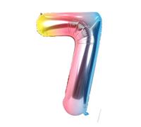 Foil Globo Numero 7, VUCDXOP 101 CM Degradado arcoíris Globo Digital de cumpleaños 7 con Unicornio, globos de helio número 7, Decoracion 7 Cumpleaños Niños, Globos Numeros Gigantes para Fiestas