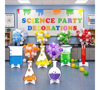 Foilswirl 178 piezas de decoración de fiesta de ciencia, aula, científico loco, suministros de fiesta de cumpleaños, química, frasco Erlenmeyer, kit de globos coloridos para decoración de feria de