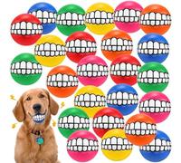 Foilswirl 24 bolas chirriantes para perros de 2.95 pulgadas, divertido juguete seguro de vinilo para dientes de perro, pelota de tenis masticable interactiva con dientes para razas medianas y