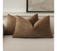 Foindtower Juego de 2 Fundas de Almohada Decorativas de Lino con Textura de arpillera, Estilo Bohemio, Lumbar, Funda de cojín de Acento sólido para sofá, Cama, Sala de Estar, decoración del hogar, 12