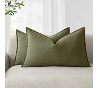 Foindtower Paquete de 2 Fundas de Almohada Decorativas de Lino sólidas, Funda de cojín Lumbar de Acento Suave, Funda de cojín Bohemia para Silla, sofá, Dormitorio, Sala de Estar, decoración del hogar
