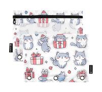 Foiosoh 2 pack Scottish Fold Cats blanco 3 anillos bolsas de lápiz gran carpeta estuche con cremallera suave para organizadores de oficina