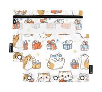 Foiosoh 2 pack Scottish Fold Cats blanco lápiz bolsas para 3 anillos carpeta grande Bolsas con cremallera para la escuela Oficina Universidad Suministros