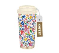 Foiosoh Beauty Summer Little Flowers - Vaso de viaje de café colorido con tapa, taza de café de acero inoxidable para bebidas calientes y frías, 17 onzas, a prueba de fugas