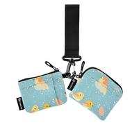Foiosoh Bird Family Happy Blue - Carteras pequeñas desmontables con cremallera para mujer, con llavero, para el trabajo, viajes, 2 unidades, Familia de pájaros azul feliz, 1 size, Moderno