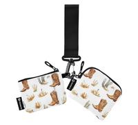 Foiosoh Boho, cactus y botas para mujer, tarjetero, monedero delgado y plano con cremallera y bolsillo para monedas para mujeres y hombres, 2 paquetes, Cactus boho y botas, 1 size, Moderno