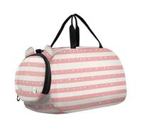 Foiosoh Bolsa de gimnasio para niños, diseño de rayas y lunares, ligera, con compartimento para zapatos, para viajes, natación, baile, ballet, beige (Stripe and Dot Beige), 1 size, Moderno / Equipada