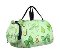 Foiosoh Bolsa de lona verde con lazo de aguacate con compartimento para zapatos, gran capacidad, para deporte, gimnasio, viajes, natación, baile, ballet