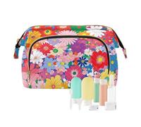 Foiosoh Bolsa de viaje pequeña con forma de corazón morado, impermeable, bolsa de cosméticos para monedero, bolsa de cosméticos para organizador de cosméticos, Belleza de flores de cabaña, 1 size,