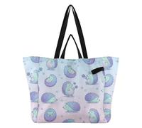 Foiosoh Bolsas de lona grandes y resistentes para la cocina, bolsas de compras casuales para hombres, viajes, compras, fin de semana, bonito patrón de erizo