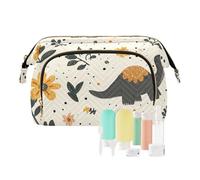 Foiosoh - Bolsas de maquillaje con diseño divertido de dinosaurios, ligera, bolsa de viaje para mujer, cartera para cosméticos grandes, Lindos dinosaurios y plantas, 1 talla, dibujos animados