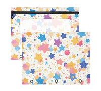 Foiosoh Bolsas para lápices, carpetas de bolsillo resistentes para carpetas de 3 anillas, paquete de 2 unidades para estudiantes, suministros de arte, almacenamiento, confeti, puntos, estrella