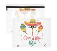 Foiosoh Bolsas para lápices con cremallera para papel A4, cartas, paquete de 2 unidades, para estudiantes, hogar, estilo mexicano, sombrero, color blanco