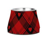 Foiosoh Buffalo - Tazón de comida antideslizante de acero inoxidable para mascotas, color rojo y negro, para amar a las mascotas, comer lentamente