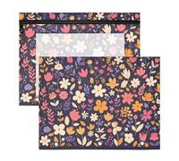 Foiosoh Carpeta para lápices, carpetas de bolsillo resistentes para carpetas de 3 anillas, paquete de 2 unidades, clase de estudiantes, diseño floral mexicano, color morado