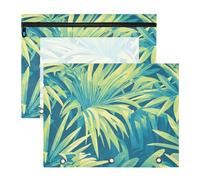 Foiosoh Carpeta para lápices con cremallera, bolsillo de 3 anillos para cartas de papel A4, paquete de 2 unidades, palmera tropical