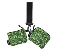 Foiosoh Carteras dobles para mujer, tamaño compacto, monedero con bolsillo con cremallera para mujeres y hombres, paquete de 2 unidades, verde (Small Clover Green), 1 size, Moderno
