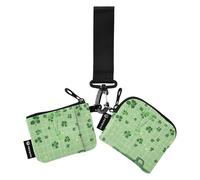 Foiosoh Clover and Car - Monedero doble para tarjetas de crédito, monedero de moda con correa de muñeca para hombres y mujeres, paquete de 2 unidades, Trébol y coche verde claro, 1 size, Moderno