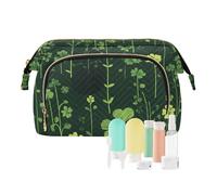 Foiosoh Clover - Neceser con cremallera para cosméticos, color negro y verde, trébol negro y verde, 1 size, dibujos animados