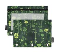 Foiosoh Clover - Paquete de 2 estuches ligeros para lápices con ventana transparente para guardar utensilios de escritura en la escuela, suministros de almacenamiento, color negro y verde