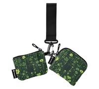 Foiosoh Clover - Tarjeteros para mujer, color negro y verde, organizador delgado y plano para tarjetas de crédito con correa de muñeca para mujeres y hombres, 2 unidades, Trébol negro y verde, 1 size