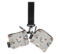 Foiosoh Cornish Rex Cats - Carteras dobles para mujer, diseño de gatos, color gris, organizador de tarjetas de negocios con bolsillo con cremallera para mujeres y niñas, 2 unidades, Cornish Rex gatos