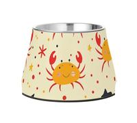 Foiosoh Cuencos de agua antideslizantes de acero inoxidable para mascotas con diseño de cangrejos y estrellas, para amar la alimentación cómoda de las mascotas