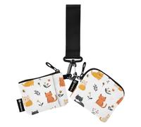 Foiosoh Dulces gatos y flores, monederos blancos para mujer, tarjeteros, organizadores de dinero con llavero para mujeres y hombres, 2 piezas, Sweet Cats and Flowers White, 1 size, Moderno