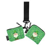 Foiosoh Dwarf and Clover Green - Carteras para mujer, mini funda para tarjetas de crédito con bolsillo con cremallera para el trabajo, viajes, 2 paquetes, verde (Dwarf and Clover Green), 1 size