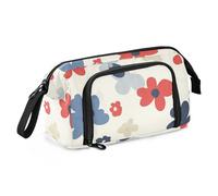 Foiosoh Estuche de gran capacidad, ligero, rígido, para estudiantes, escuela, país, cactus y flores, color verde azulado, Patrón floral pequeño rojo, 1 size, dibujos animados