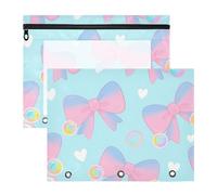 Foiosoh Estuche multiusos para lápices, bolsa de almacenamiento para papel A4, cartas, paquete de 2 unidades, para estudiantes de regreso a clases, pajarita y amor