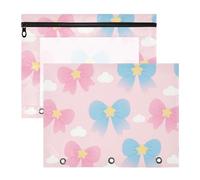 Foiosoh Estuche para lápices con cremallera suave, bolsa de almacenamiento para cartas de papel A4, paquete de 2 unidades para estudiantes, pajarita y nube
