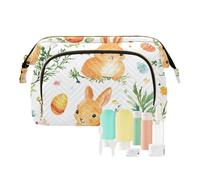 Foiosoh Feliz Pascua conejo bolsa de cosméticos ligero bolsa de cosméticos grande joyería para Mak, zanahorias acuarela blanco, 1 tamaño, dibujos animados, Zanahorias Acuarela blanca, 1 size, Cartoon