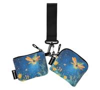 Foiosoh Firefly and Night Blue - Carteras para mujer, tarjetero, pequeña, desmontable, con llavero, para mujeres y niñas, 2 unidades, Luciérnaga y azul noche, 1 size, Moderno