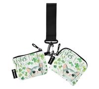 Foiosoh Freshness Clover - Tarjeteros para mujer, diseño de trébol verde, pequeño soporte desmontable para dinero con cremallera y bolsillo para monedas para hombres y mujeres, 2 piezas, verde (Fresh