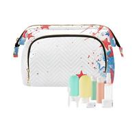 Foiosoh Happy Easter Rabbit - Bolsa de cosméticos ligera y grande para brochas de maquillaje, Estrellas azules y rojas, 1 size, dibujos animados