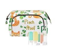 Foiosoh Happy Easter Rabbit - Bolsa de cosméticos ligera y grande para brochas de maquillaje, Verde (Cut Cat and Clover Green), 1 size, dibujos animados