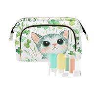 Foiosoh Happy Easter Rabbit - Bolsa de cosméticos ligera y grande para brochas de maquillaje, verde (Fresh Clover Pattern Green), 1 size, dibujos animados