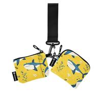 Foiosoh Happy Sweet Sea Fish - Carteras amarillas para mujer, tarjeteros, delgada, desmontable, con cremallera, con llavero, para trabajo, viajes, 2 paquetes, Happy Sweet Sea Fish Amarillo, 1 size