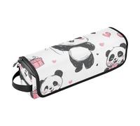 Foiosoh Hot Hair Tools - Bolsa de viaje y alfombrilla resistente al calor, funda de transporte de doble capa para rizador, alisador de pelo, secador de pelo, lindo panda amor corazón blanco
