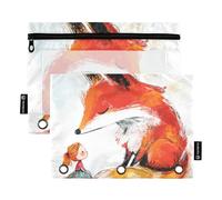 Foiosoh - Juego de 2 lápices multifunción con ventana transparente para guardar suministros escolares, Chubby Fox And Perfect Little Girl, talla única, Moderno/ajustado