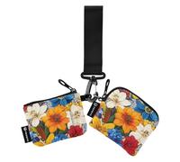 Foiosoh Lily Delphinium Carnation - Carteras dobles coloridas para mujer, gran capacidad, tarjeteros, protector con correa de muñeca para mujeres y niñas, 2 unidades, Lily Delphinium Clavel colorido