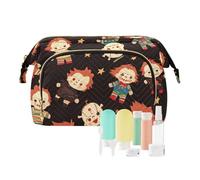Foiosoh Neceser de Maquillaje Vintage Flores Portátil Gran Capacidad Bolsa de Maquillaje Bolsa de Cosméticos para Bolsa de Maquillaje Bolsa de Maquillaje, bruja lindo patrón negro, 1 size, Dibujos
