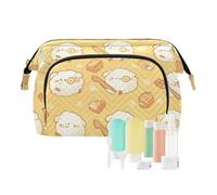 Foiosoh Neceser de viaje impermeable con diseño de corazón de melocotón, fondo negro, para artículos de aseo, Bonito animal amarillo, 1 size, dibujos animados