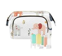 Foiosoh Neceser rústico con diseño de gatos Manx, color blanco, bolsa de cosméticos para colgar cosméticos, bolsa de cosméticos para maquillaje, Patrón de elefante blanco, 1 size, dibujos animados
